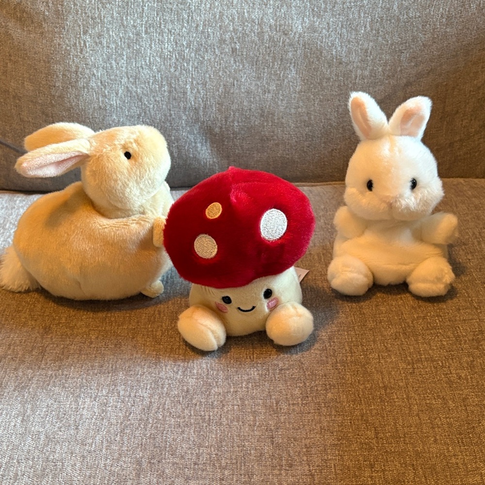 Cute Plush Bunny and Mushroom Set (bundle price)